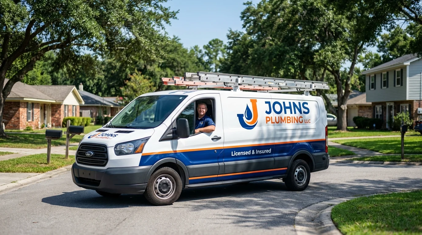Johns Plumbing LLC service van in Petaluma, CA